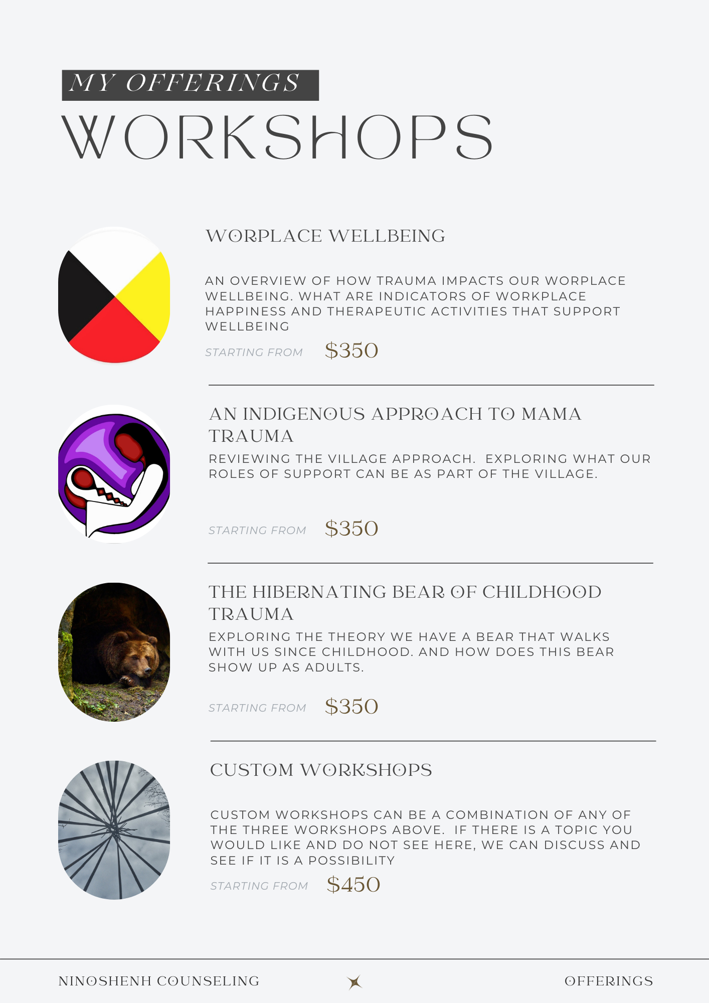 Workshop_Offerings_2022 Workshop Offerings. Ninoshenh Counseling.